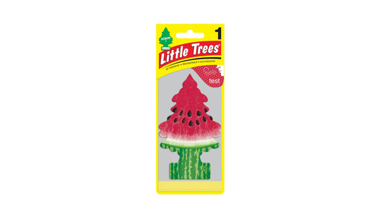 Little Trees watermelon air freshener packaging on a white background