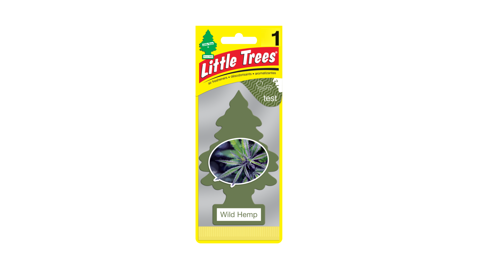 Little Trees air freshener packaging with a tree design on a white background