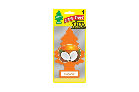 Little Trees air freshener with coconut scent on a white background