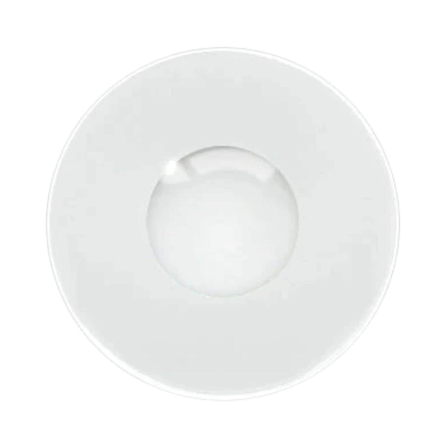 A white circular contact lens on a solid white background.