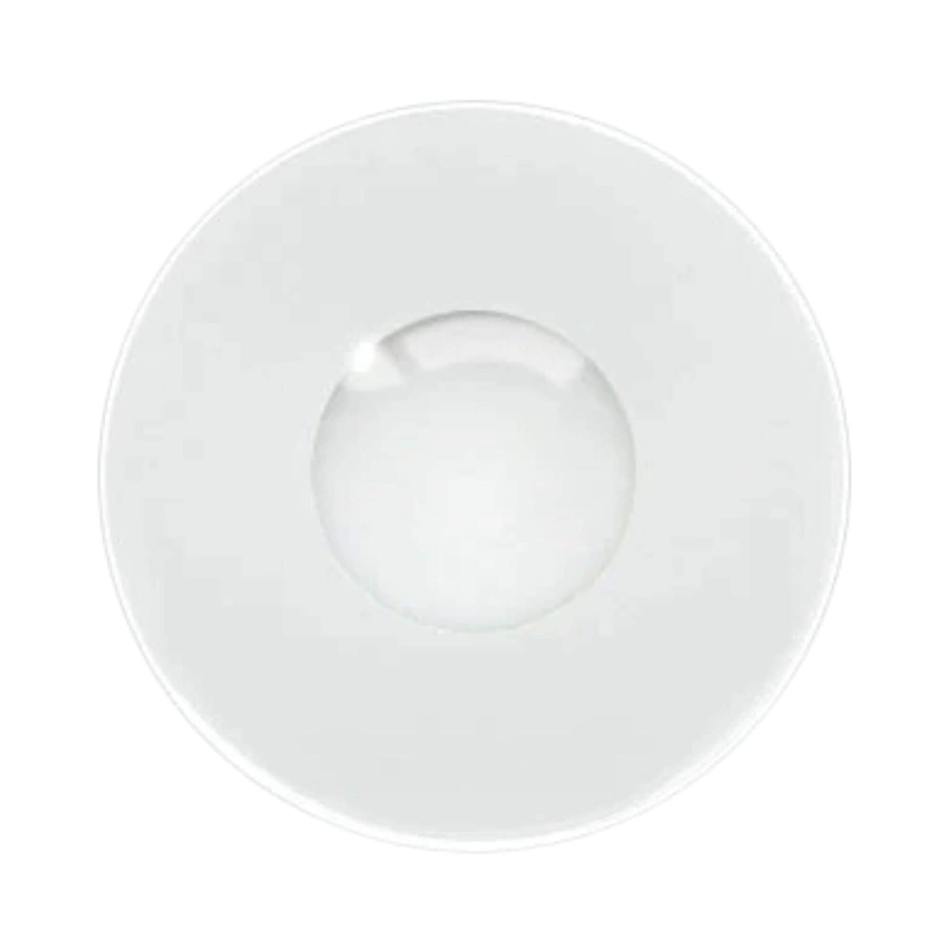 A white circular contact lens on a solid white background.