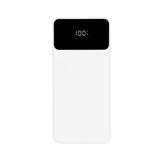 White power bank with a black display on a white background