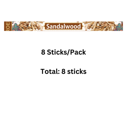 Sandalwood incense sticks packaging with text indicating quantity