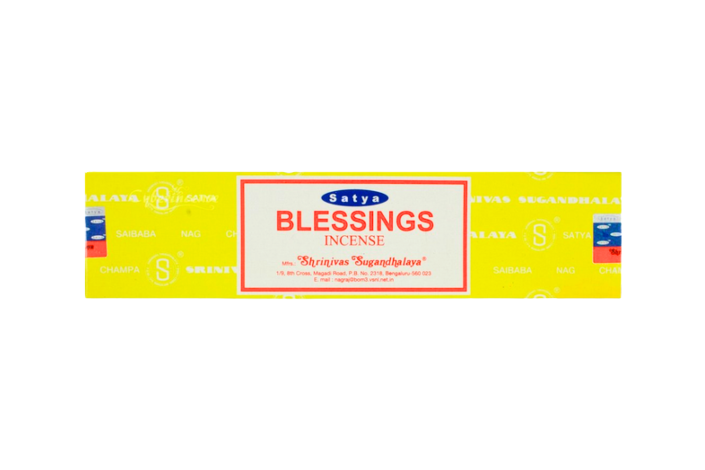 Satya Blessings incense packaging on a white background