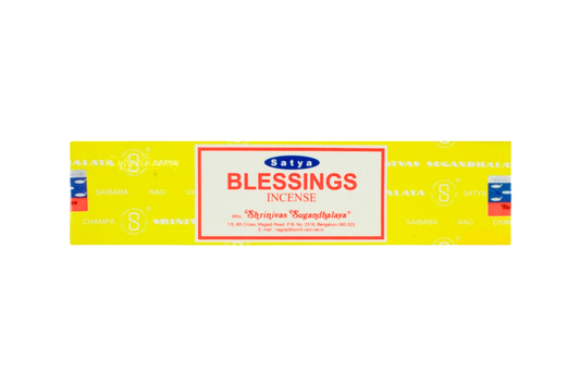 Satya Blessings incense packaging on a white background