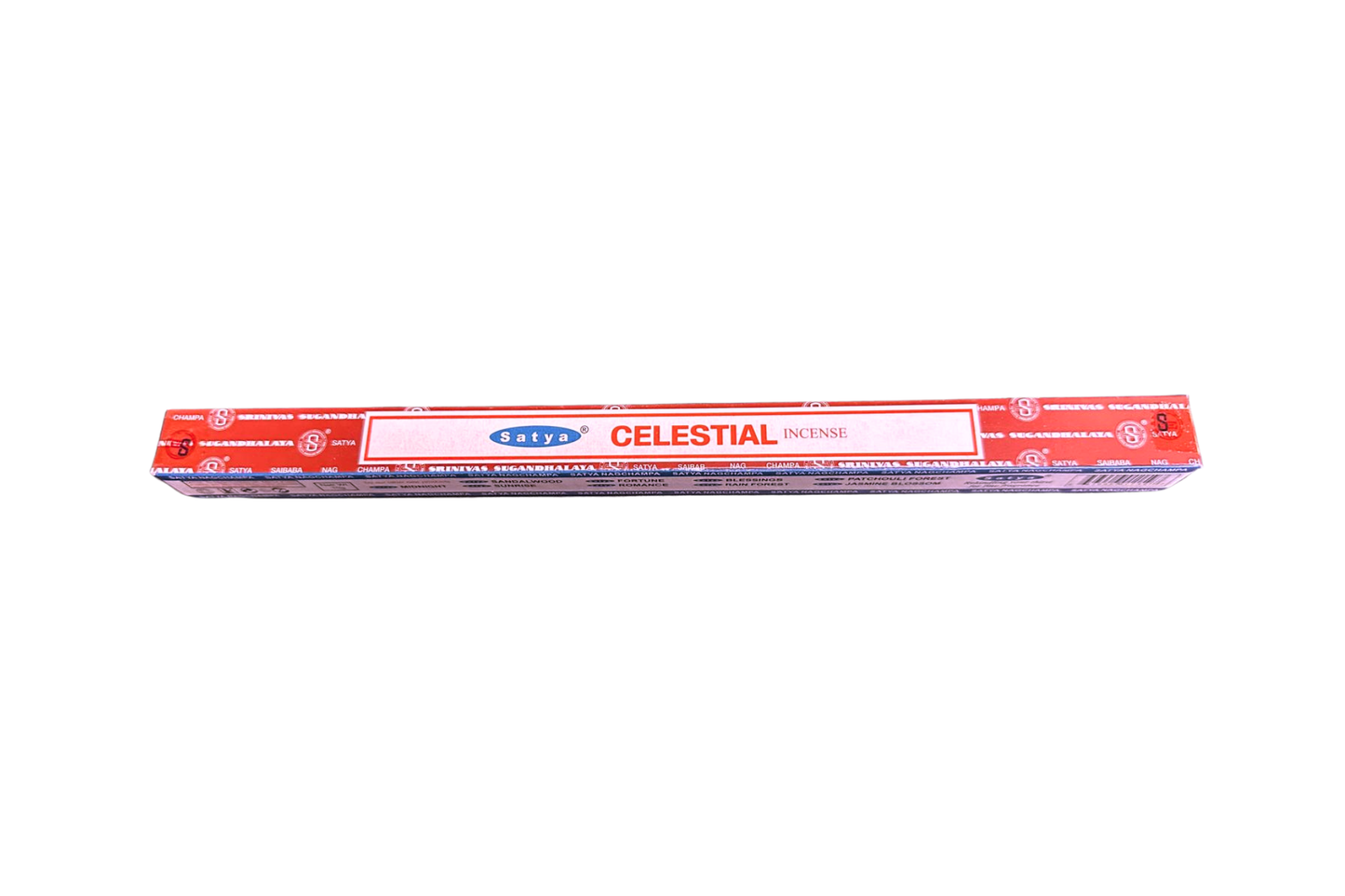 Box of Celestial incense sticks on a white background