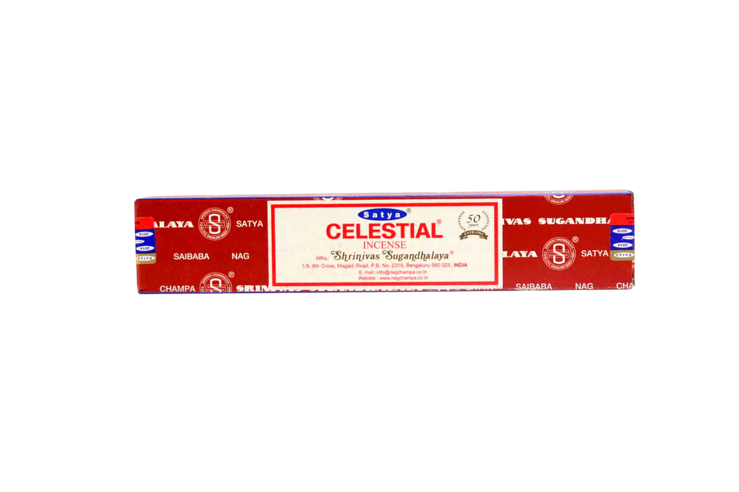 Box of Satya Celestial incense sticks on a white background