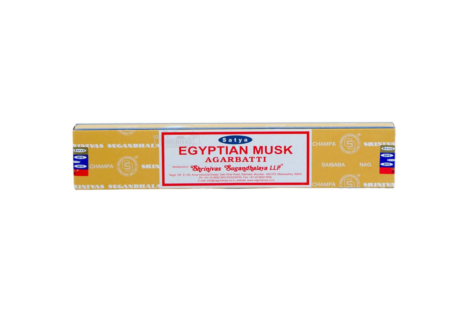 Box of Satya Egyptian Musk incense sticks on a white background. Epic Saves