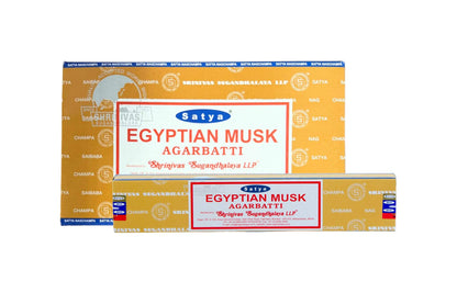 Two boxes of Satya Egyptian Musk Agarbatti on a white background. Epic Saves