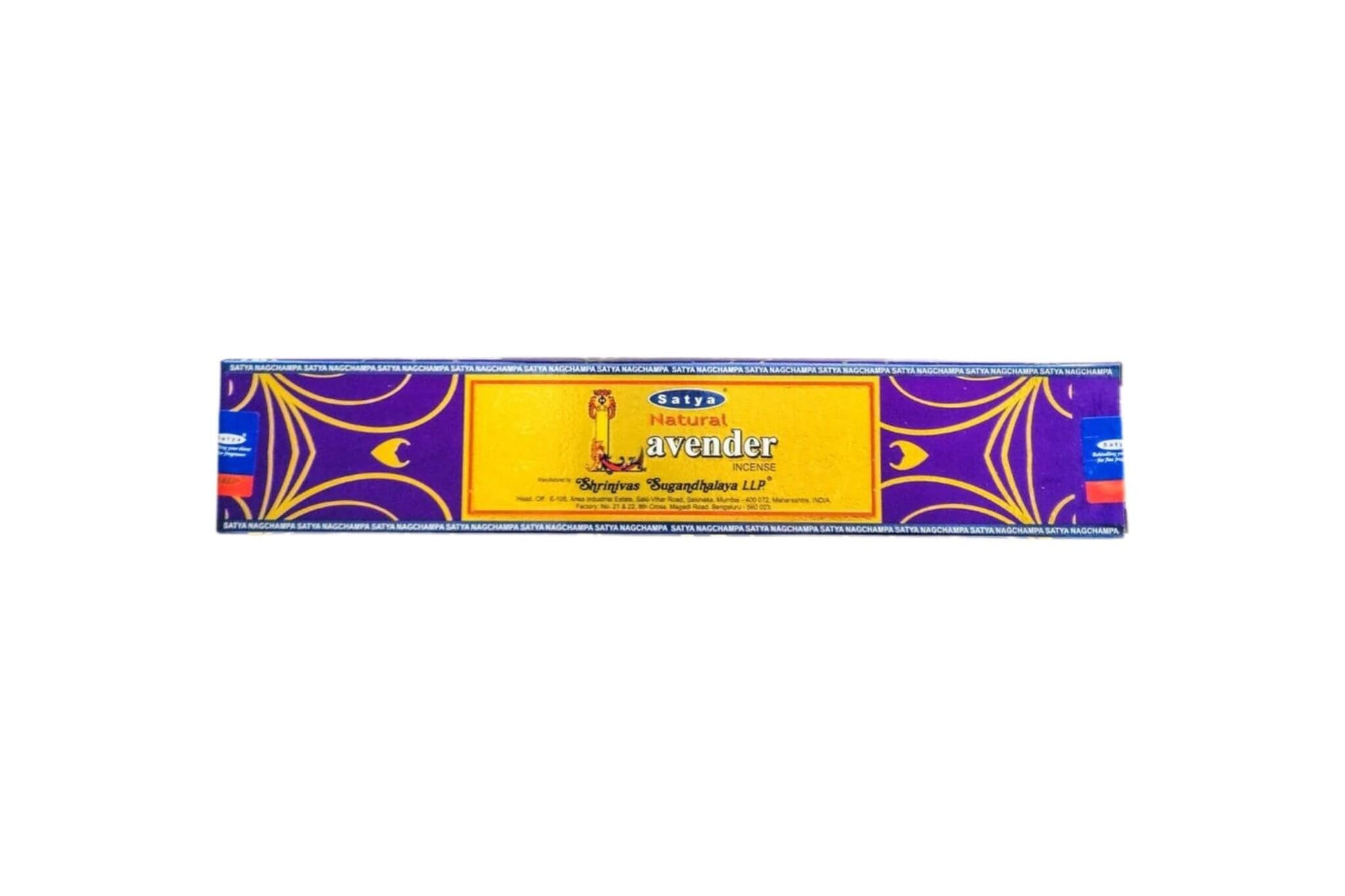 Incense stick box with purple and gold design on a white background. Epic Saves