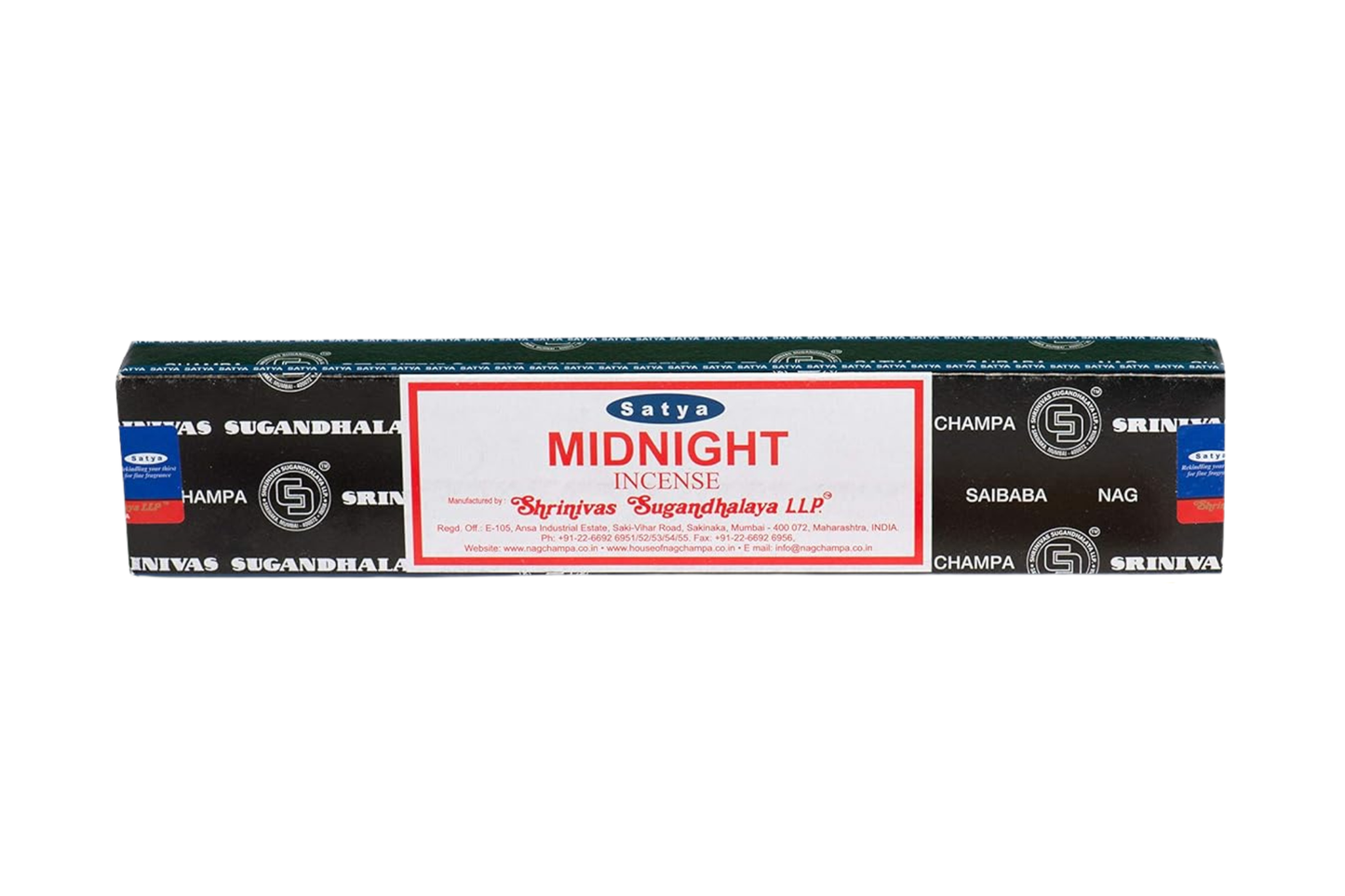 Satya Midnight Incense packaging on a white background