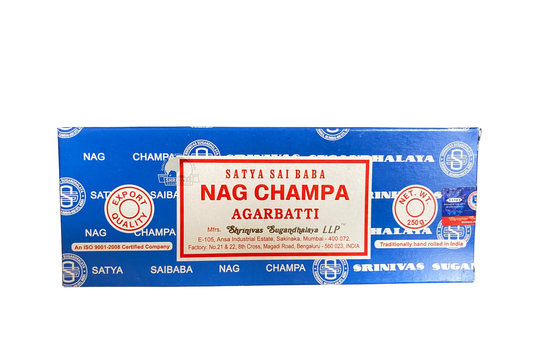 Box of 250g Satya Nag Champa Agarbatti incense sticks on a white background