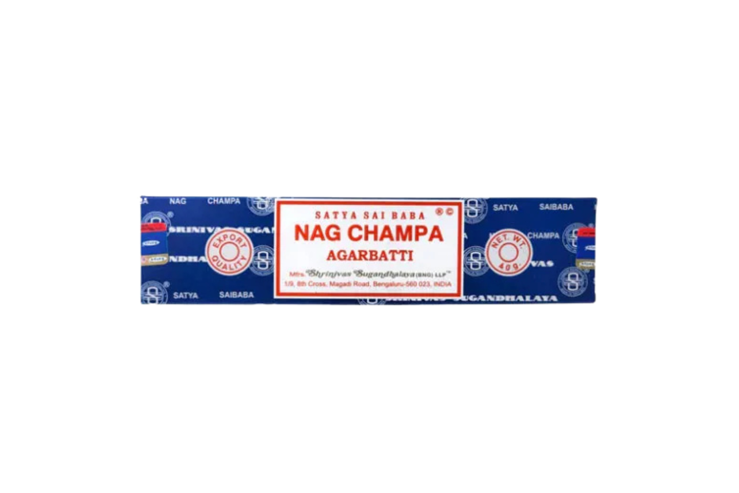 40g Nag Champa incense sticks packaging on a white background