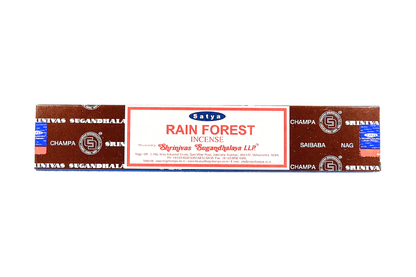 Rain Forest incense packaging with brand logo on a white background
