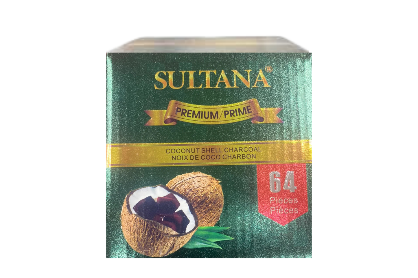 Sultana coconut shell charcoal packaging on a white background