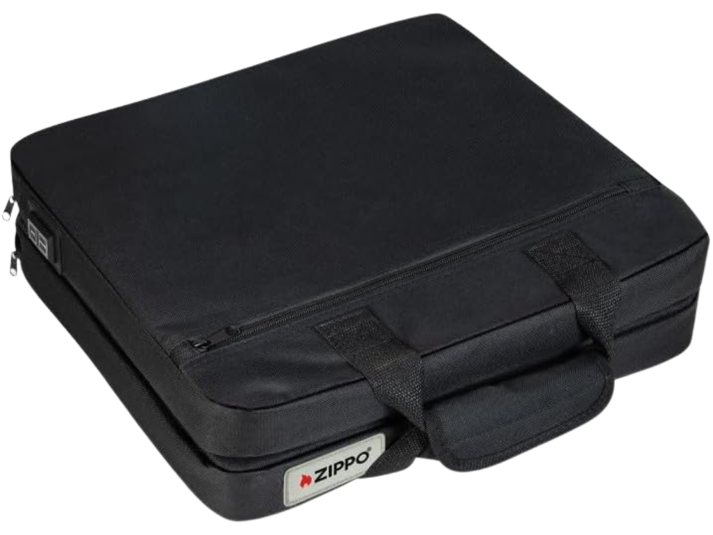 Black Zippo double heated seat closed on a white background