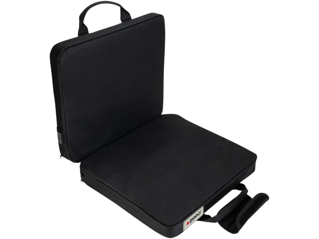 Zippo black heated seat opened on a white background