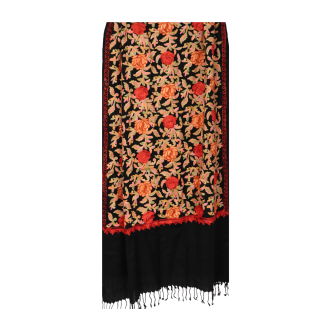 Hand Embroidered Black Kashmiri Shawl